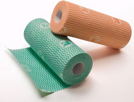 Lazy Cleaning Cloths, Multipurpose Kitchen Towels, Reusable Dish Rags, Dry/Wet Use for Dishware, Countertops, Stove, Camping, RVs, (9.45"*11.81") 55 Tearable Sheets/Roll (Orange)