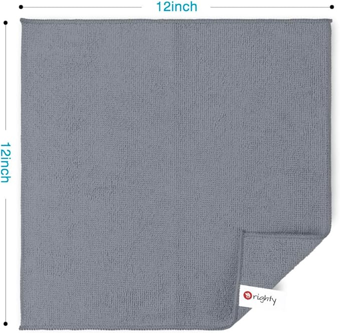 Orighty Microfiber Cleaning Cloth, 12 Pack Microfiber Towels for Cars, Highly Absorbent Car Cleaning Supplies, Lint Free Cloths Clean Rags for Car Care, House, Kitchen, 12x12 inch, Grey