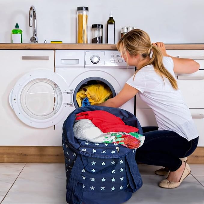 Dalykate Backpack Laundry Bag, Laundry Backpack with Shoulder Straps and Mesh Pocket Durable Nylon Clothes Hamper Bag with Drawstring Closure for College, Travel, Laundromat, Apartment