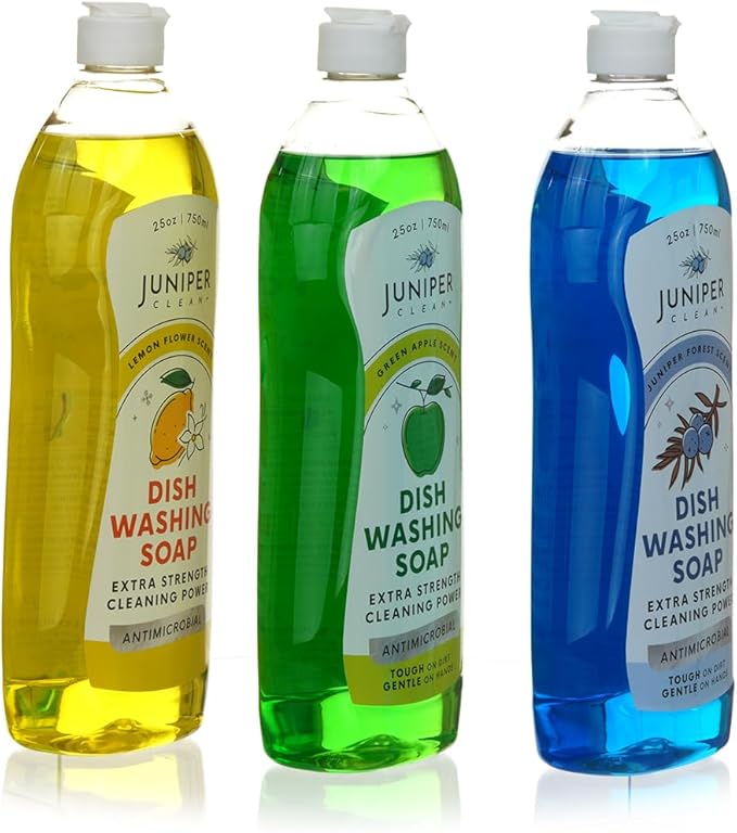 Dish Soap, Lemon & Apple & Forest Scent, Liquid Dish Washing Soap Squeeze Bottle 25 Fl Oz (Pack of 6)