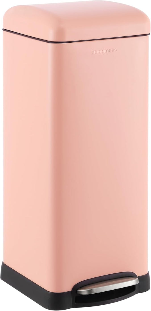 happimess HPM1007J Betty Retro 8-Gallon Step-Open Trash Can, Fingerprint Resistant, Modern, Minimalistic for Home, Kitchen, Laundry Room, Office, Bedroom, Bathroom, Flamingo Pink