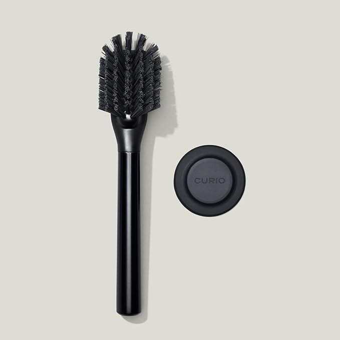 Ionic Dish Brush, Magnetized to Stand Upright, Stainless Steel with Replaceable Head, Onyx/Black