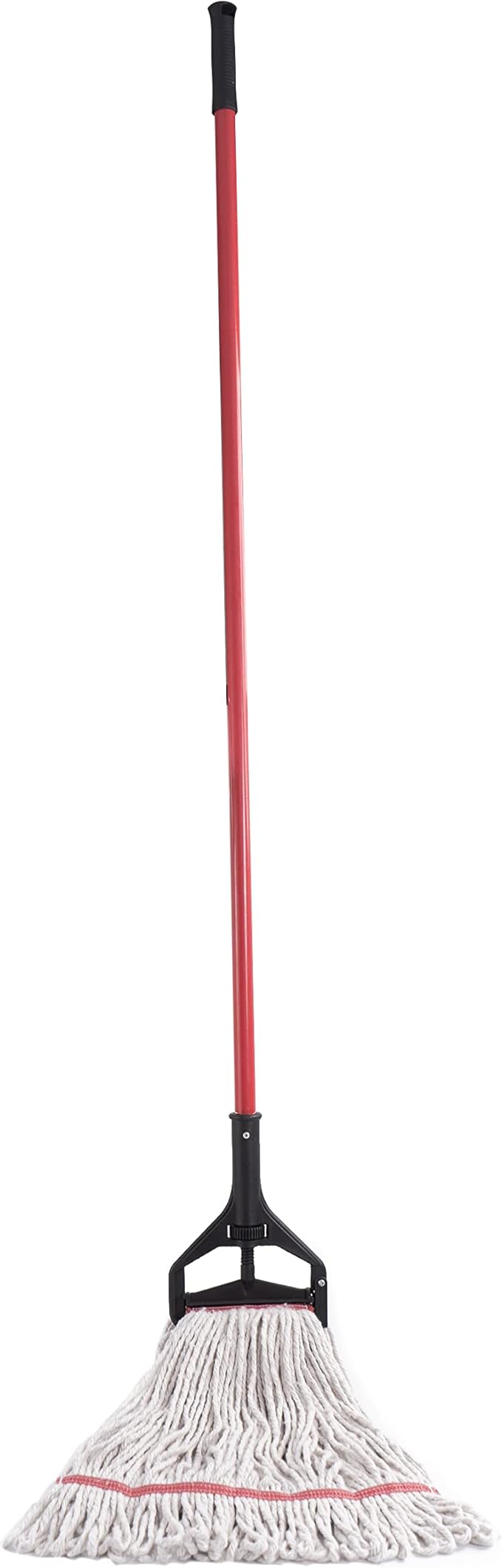 Matthew Cleaning Commercial Quick-Change Iron Mop Handle for Floor Cleaning Heavy Duty Mop Head Replacement Holder 60inch w/Plastic Gripper for Rags Side Gate Wet Mop Handles 12 Packs