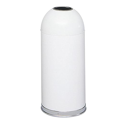 Safco Open Top Dome Trash Can, 15 Gallon Stainless Steel Garbage Can for Indoor Use, Hands Free, White