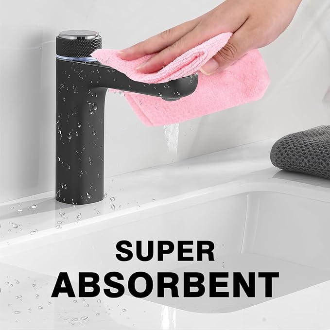 Microfiber Cloth Roll 75 Pack, 180GSM, Tear Away Microfiber Towels 12x12 Inch, Reusable Cleaning Rags for Car Detailing, Kitchen, Dishes, House Cleaning, Windows, Glass, Garage, Shop (Pink)