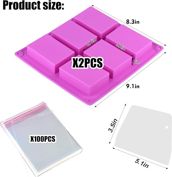 Juome 12 Cavities Chocolate Bar Mold Deep - Thick Deep Chocolate Bar Mold for Filling, Silicone Chocolate Bar Mold for Stuffed Bar Knafeh Pistachio Chocolate Candy Bar with 100Pcs Bags and 1Pc Scraper