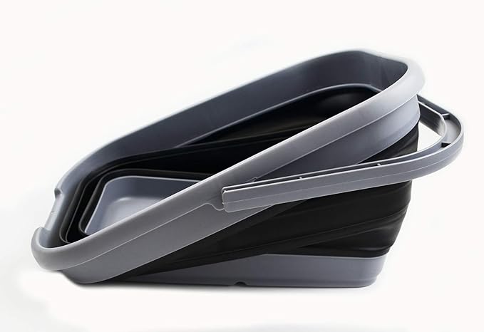 SAMMART 12L (3.17 Gallon) Collapsible Rectangular Handy Bucket (1, Grey/Black)