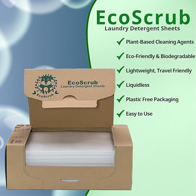 Laundry Detergent Sheets, 100 loads (50 sheets) - Eco friendly, liquid free, certified biodegradable, ultra premium concentrated detergent sheets - travel friendly