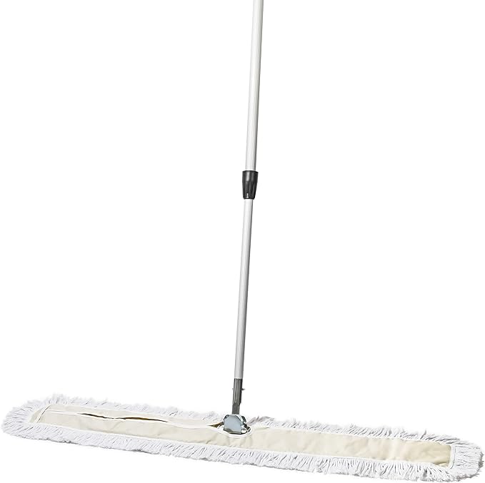 Commercial Dust Mop – 48 Inch Floor Sweeper for Hardwood, Reusable Cotton Mop Head, Extendable Handle, Dry Mop for Floor Cleaning & Janitorial Supplies
