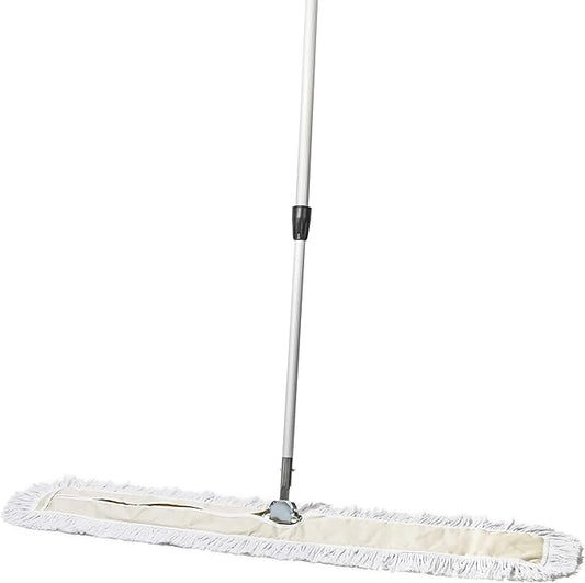 Commercial Dust Mop – 48 Inch Floor Sweeper for Hardwood, Reusable Cotton Mop Head, Extendable Handle, Dry Mop for Floor Cleaning & Janitorial Supplies