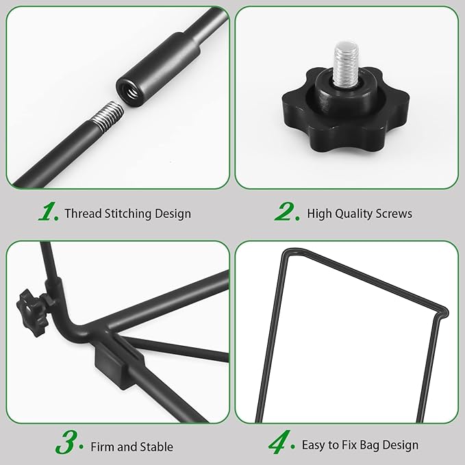 FEED GARDEN Trash Bag Holder, Outdoor Metal Leaf Bag Holder Stand, Garbage Bag Frame Holder for 30-45 Gallon Bags for Leaves, Camping, Yard Weeding, Lawn Party