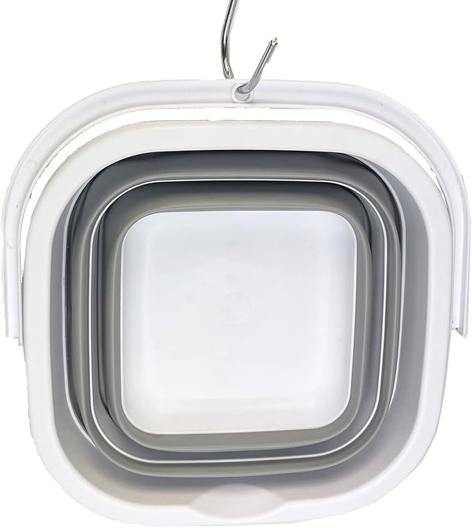 SAMMART Collapsible Rectangular Cleaning Bucket 5L (1.3 Gallon)- Foldable Camping Beach Sand Water Pot Pail- Portable Space Saving Tub for Household, Outdoor Car Washing (Grey + Pale Pink (Set of 2))