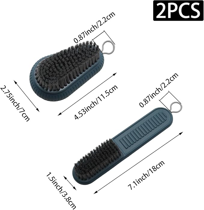 2 PCS Cleaning Brush, Soft Bristle Brush, Household Laundry Scrub Brushes, Easy to Grip Scrubbing Nail Brushes for Clothes Shoes Cleaning Countertops Bathtubs(Blue)