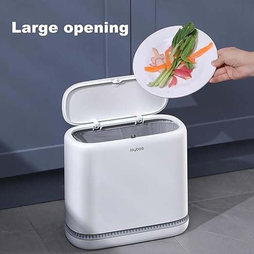 JOYBOS Bathroom Trash Cans,Adsorption Garbage Can with Press Type Lid,10L Dogproof Slim Plastic Narrow Trash Bin,3 Gallon Garbage Bin for Home,Office and Narrow Place