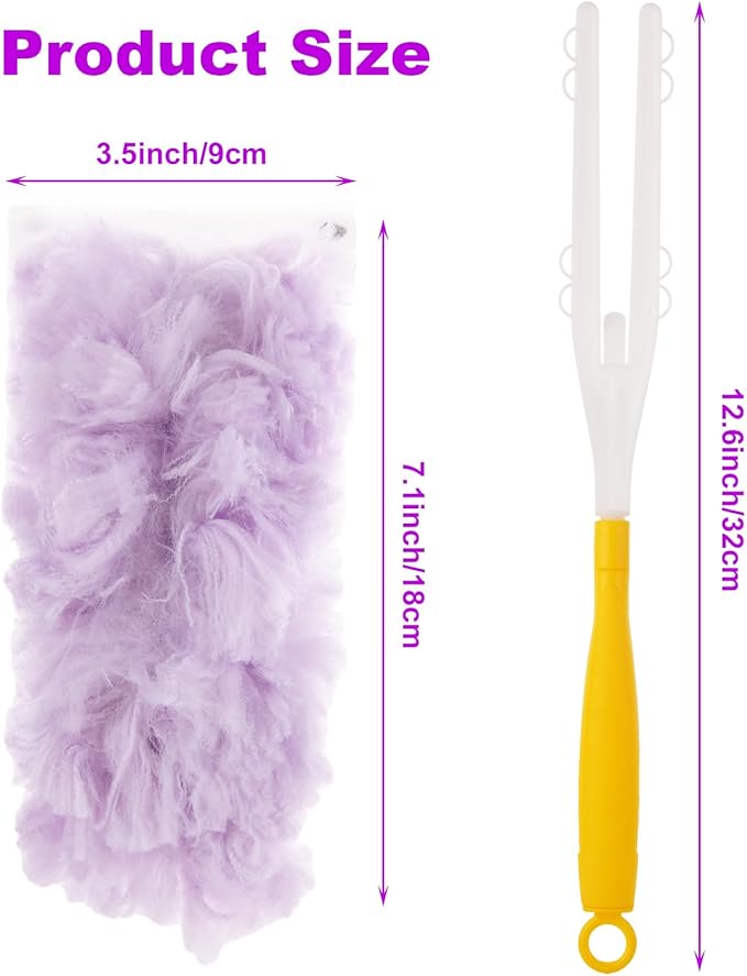 50 Count 360 Heavy Duty Duster Refills Bulk Compatible with Swiffer, Dusting Refills with 1 Handle, Multi Surface Disposable Dusters Refill for Cleaning (Purple)