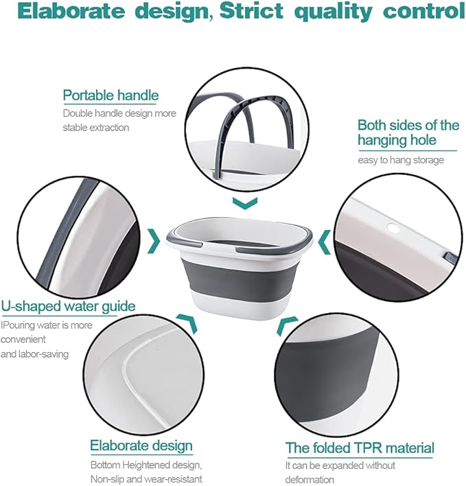 2 Pack Large Collapsible Mop Bucket 4.2 Gallon(16L) with Handle for House Cleaning, Space Saving Outdoor Multiuse Foldable Water Pail for Camping, Fishing, RV(2, Blue)