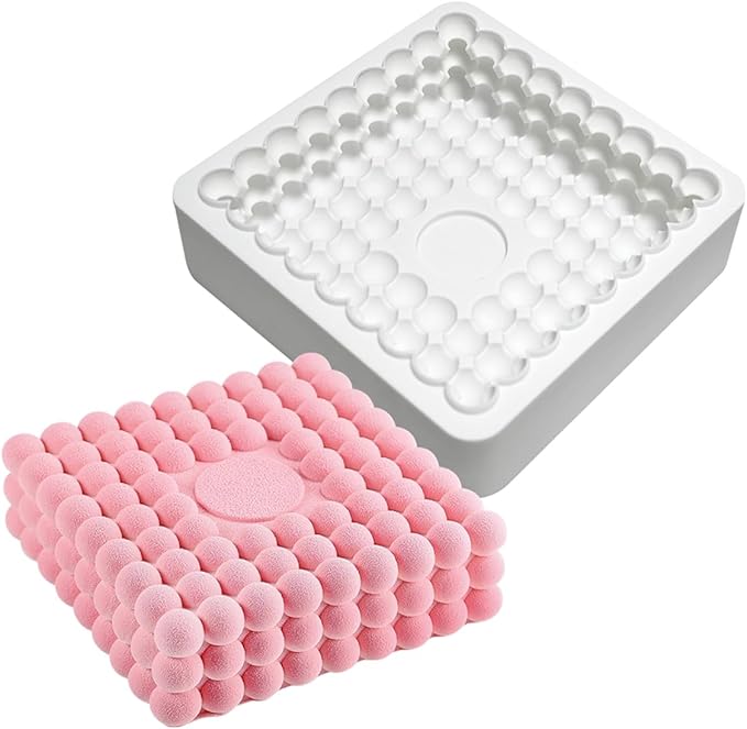 TUKE Square Shaped Silicone Mold Soap Silicone Molds Cake Fondant Baking Molds for Baking Chocolate French Dessert Candy Ice Cube Soap (Square K)