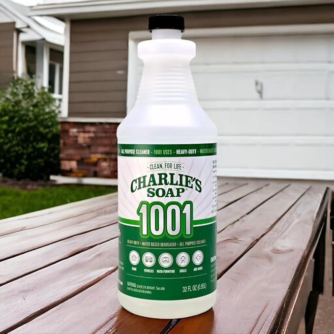 Charlie's Soap 1001 Cleaner - Heavy Duty Biodegradable Concentrated All Purpose Water Based Degreaser (32oz, 1 Pack) - Safe Residential, Commercial, & Janitorial Cleaner