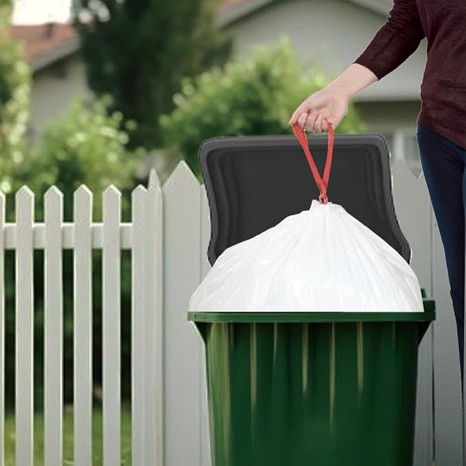 39 Gallon Trash Bags Drawstring, 100 Count Bulk, White | Unscented | Heavy Duty Multi-purpose Garbage Bags Can Liners for Business Home Kitchen Commercial and Industrial