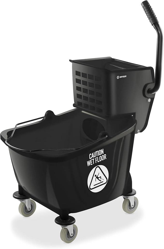Dryser Commercial Side Press Wringer Combo Mop Bucket, 33 Quart, Black