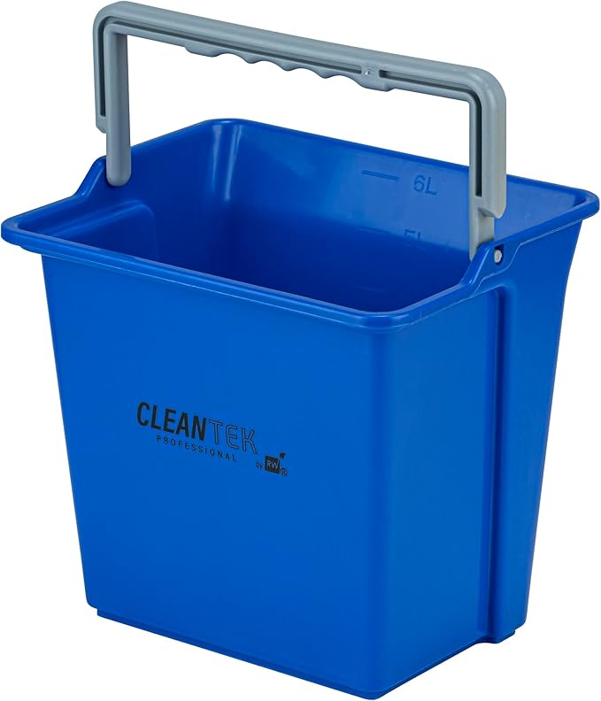 Restaurantware-Clean Tek Professional 6 Quart Cleaning Bucket, 1 Utility Pail with Handle - Heavy-Duty, Portable, Blue Plastic Washing Pail, Perfect for Household, Outdoor, Car Wash and More