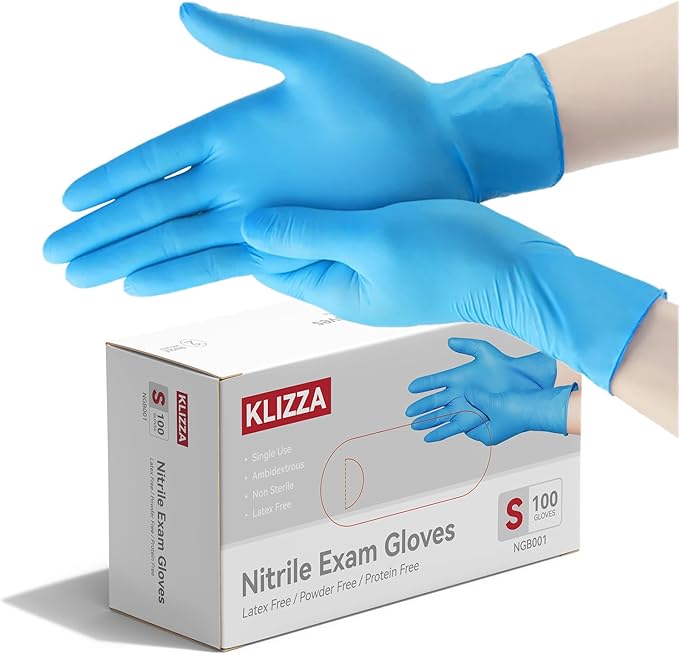 Nitrile Gloves Disposable, Latex and Powder Free Cleaning Rubber Gloves, 4 Mil Thick for Cooking, Food Prep, Exam