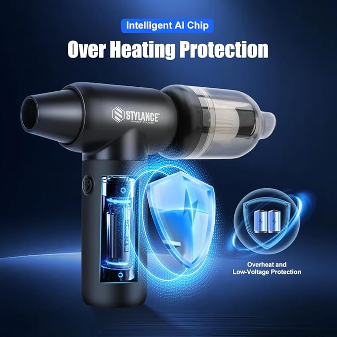 Compressed Air Duster - Barber Blower, Electric Duster, 3 Gear Mini Portable Jet Dry Air Blower, Cordless Vacuum Cleaner, for PC, Office,Salon, Fan, Laptop, Keyboard, Car (Black)