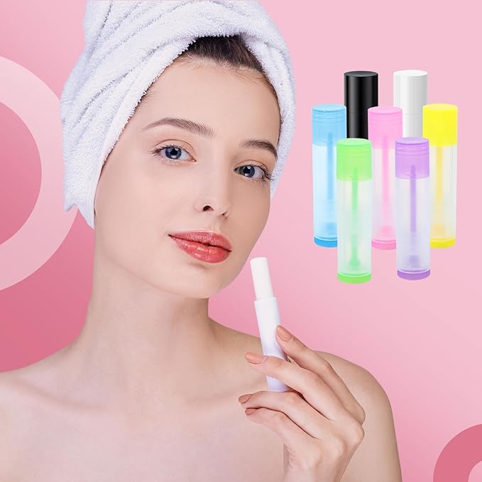 Lip Balm Crafting Kit, 50 Pieces Empty Lipsticks Filling Tubes Mold Handmade Set Pallet with Scraper, Lip Balm Tubes with Filling Tray and Spatula for Women Girl Cosmetics Makeup, Pink