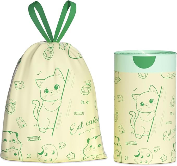 13 Gallon Trash Bags Drawstring, 50 Count Tall Kitchen Trash Bags, Sturdy Large Trash Bags, Cat & Mouse Printed Garbage Bags 13 Gallon Tall Kitchen, Tear Resistant Kitchen Garbage Bags for Kitchen