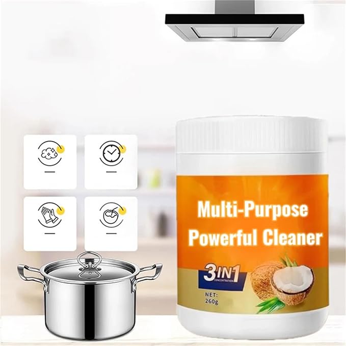 Multi Purpose Powerful Cleaner for Kitchen, 3 in 1 Coconut Oil Cleaning Paste, 3 in 1 Multi-Purpose Stainless Coconut Oil Cleaning Paste, for Oven, Pot and Stove (2)