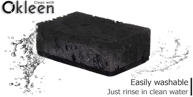 Black Scrub Sponges. Made in Europe. 9 Pack, 4.3x2.8x1.4 inches. Heavy Duty and Non Scratch Fiber. Kitchen Sponges Pack with No Smell. for Dishes and Household Washing