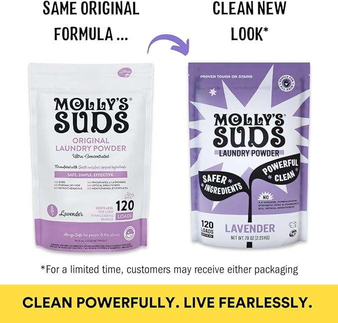 Molly's Suds Original Laundry Detergent Powder | Clean Laundry Detergent Powder for Sensitive Skin | Simple, Effective Ingredients, Stain Fighting | 240 Loads (Lavender)