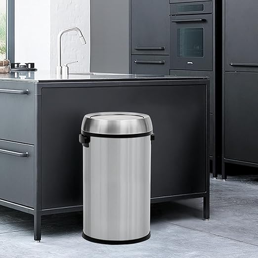 Garvee 17 Gallon Trash Can, Fingerprint-Proof Stainless Steel Swing Top Garbage Can, Heavy Duty Commercial Round Trash Bin with Swing Lid for Restaurant, Home, Office, Silver
