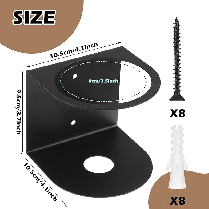 4 Pack Spray Bottle Holders, Wall Mount Bottle Steel Organizer Heavy Duty Paint Spray Can Holder Rack with Hardware Easy Install for Garage Home Workspace, Black