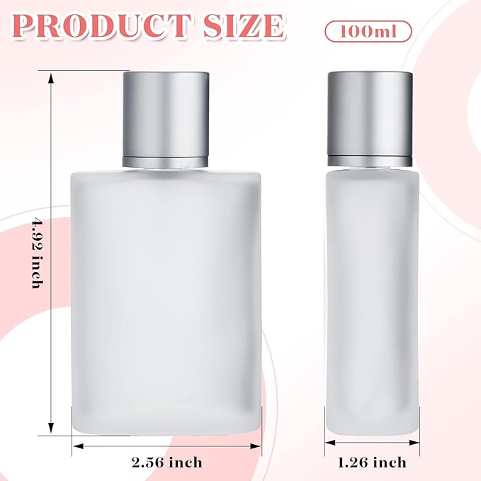 Tessco for you 12 Pcs 3.4 Ounces Perfume Bottles Empty Frosted Glass Spray Body Spray Bottles Empty 100ml Refillable Atomizer Fine Mist Atomizer Cosmetic Make up Container(Silver Gray)