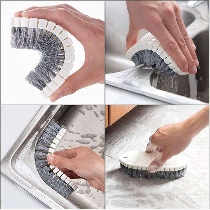 Multi-Purpose Scrub Brush Set - 4 Pack Kitchen Cleaning Brushes with Stiff Bristles for Dishes, Pots, Pans, Sink & Bottles - Dish Brush with Ergonomic Handle