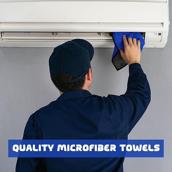 Tallew 50 Pcs Microfiber Towels 16 Inch x 16 Inch Microfiber Cloth Car Drying Towels for Cars Washing Polishing Office Windows Cleaning Household Supplies (Blue,Gray)