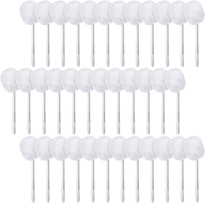 Zhehao 80 Pcs Toilet Bowl Brush Soft Swab Toilet Bowl Bulk White Reusable Long Plastic Handled Cleaners Scrubber Mop with Silk Cotton for Home Bathroom, 15 x 3 Inch, Without Cone Cup