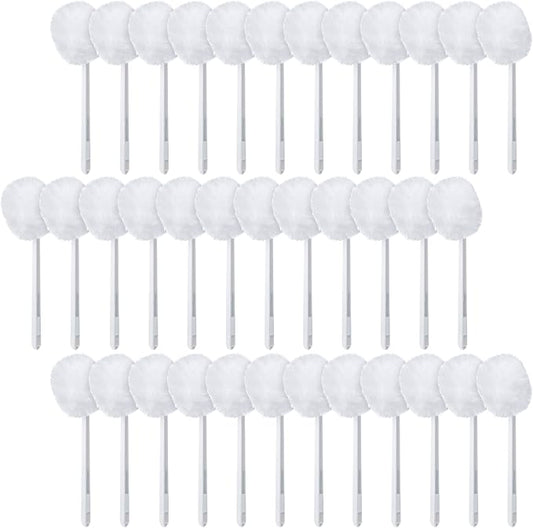 Zhehao 80 Pcs Toilet Bowl Brush Soft Swab Toilet Bowl Bulk White Reusable Long Plastic Handled Cleaners Scrubber Mop with Silk Cotton for Home Bathroom, 15 x 3 Inch, Without Cone Cup