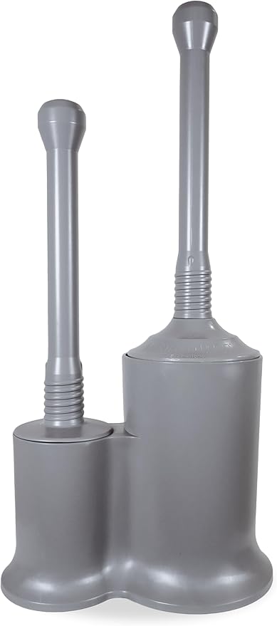Master Plunger 500 & Toilet Brush Combo Set – Heavy-Duty Gray Toilet Plunger with High-Efficiency Brush and Holder – Durable, Compact Bathroom Cleaning Kit