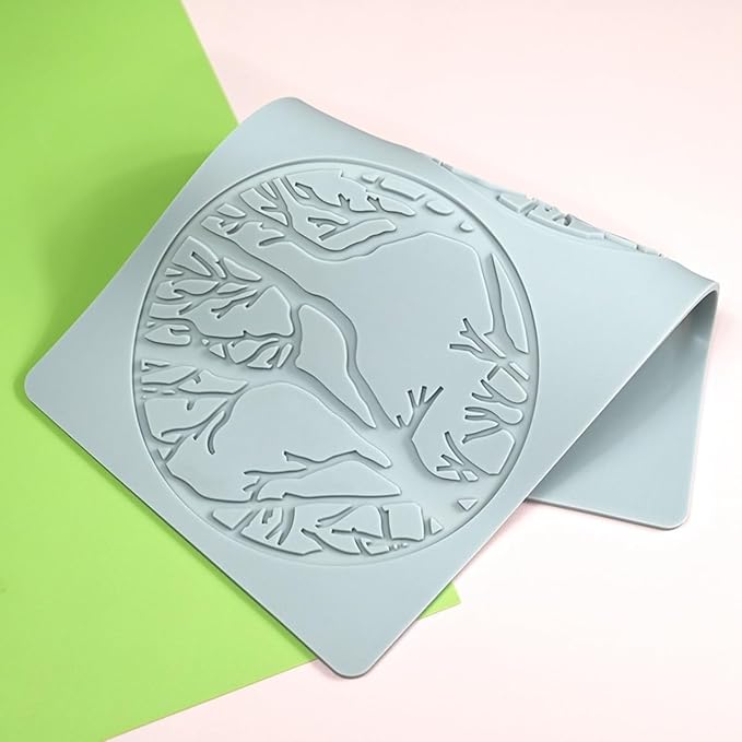 TUKE Leaf Molds DIY Ring Tree Forest Silicone Baking Molds Tuile Molds, Hollow 3D Fondant Lace Chocolate Candy Molds for Baking (Tree Forest G 10.36x5.32x0.12inch)