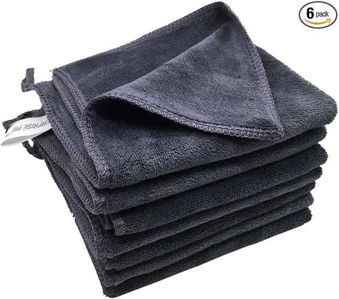 Microfiber Cleaning Cloth Ultra Absorbent & Soft Micro Fiber Cloth for Cleaning for House Kitchen Boat Microfiber Towels for Cars Window Cleaner (12"x12") Grey-6 Pack