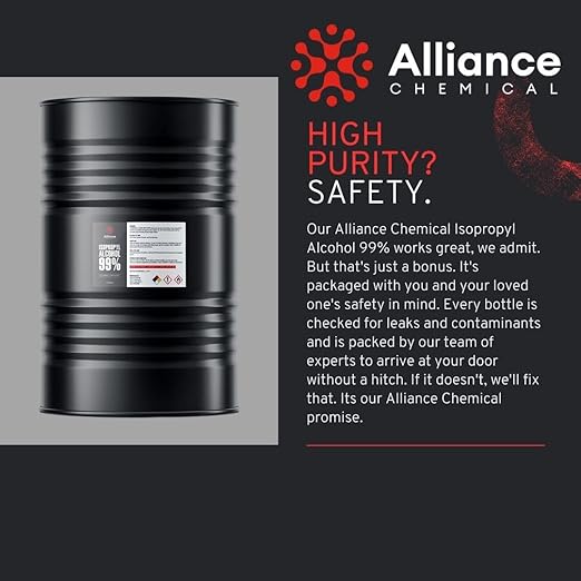 Isopropyl Alcohol 99% - 4 x 55 Gallon Drums - High-Purity Concentrated Rubbing Alcohol for Effective Cleaning - Quick-Drying, Domestically Sourced IPA