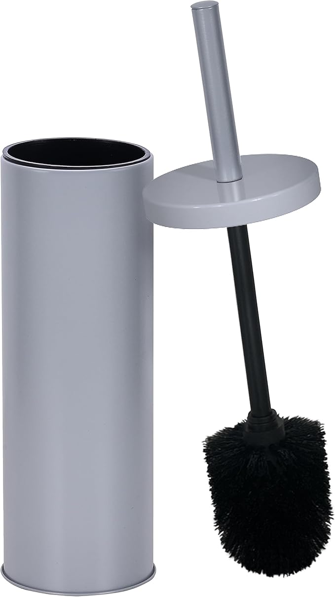 Deep & Sturdy Toilet Bowl Brush with Holder - Durable Scrubbing - Toilet Cleaners - Household Essentials - Bathroom Cleaner - Cleaning Supplies - Household Supplies, Matte Gray