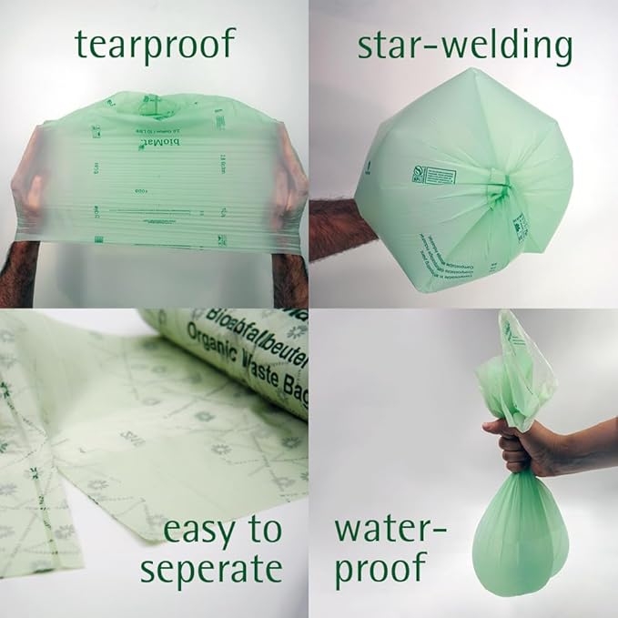 bioMat 64 Gallon Compostable Trash Bags Liners, 30 Count, BPI ASTM D6400 and CMA Certified, Compost Liner Bags for Large Trash Can