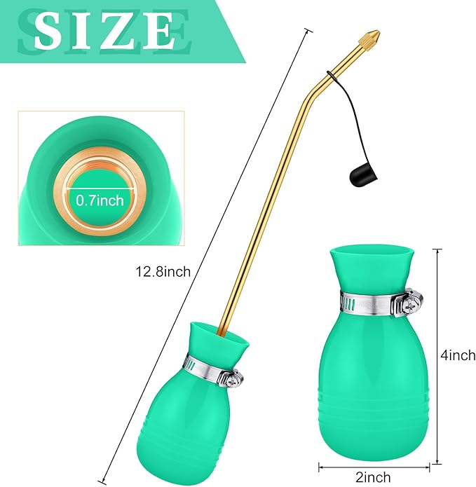 Boao Diatomaceous Earth Powder Duster Bulb Duster Sprayer 3.5 oz with Long Copper Garden Powder Applicator Dispenser for Organic Gardening Agricultural Supplies(Light Green)