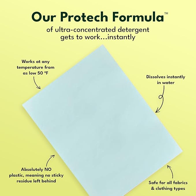 Zero Trace All Natural Laundry Detergent Sheets - Powerful Eco-Friendly Travel Detergent Sheets with Fresh Scent (144 Loads)