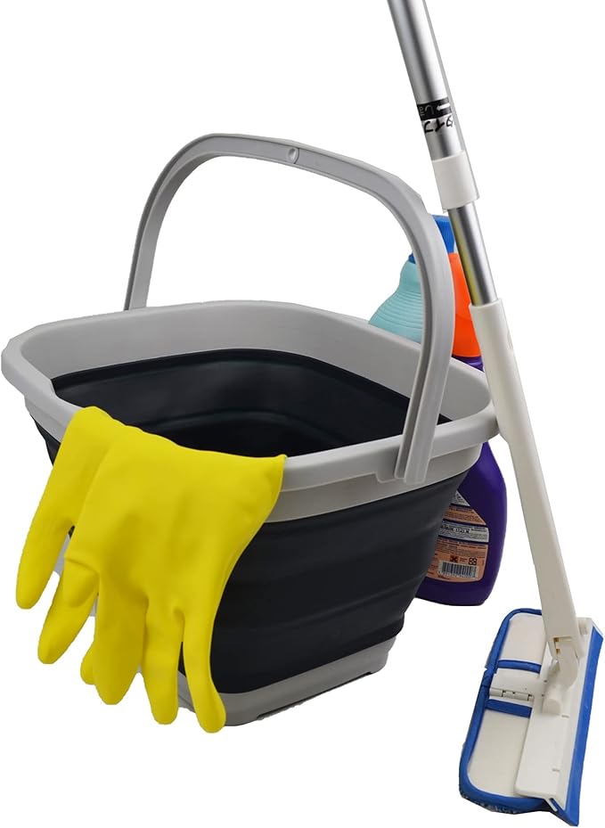 SAMMART 11L (2.9 Gallon) Collapsible Rectangular Handy Bucket (1, Grey/Slate Grey)