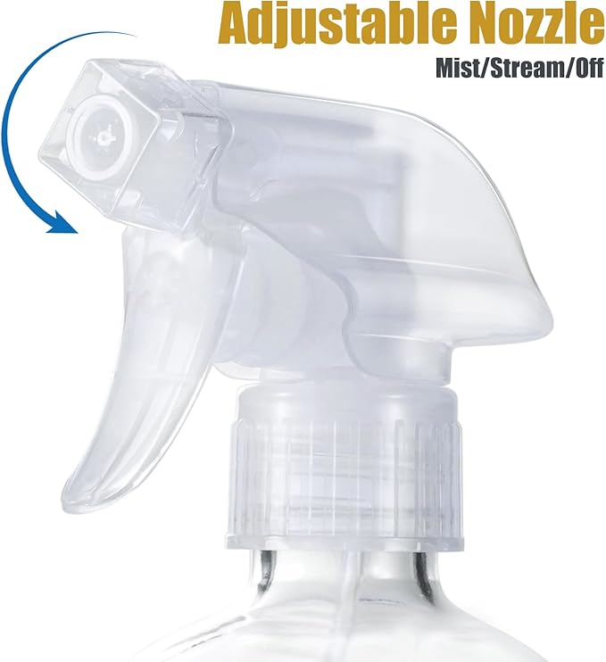 JohnBee Glass Spray Bottles with Silicone Sleeve, 2 Pack16 oz Empty Refillable Containers with Adjustable Spray Nozzles, Spray Bottles for Hair, Cleaning Solutions and Plants Blue&Grey