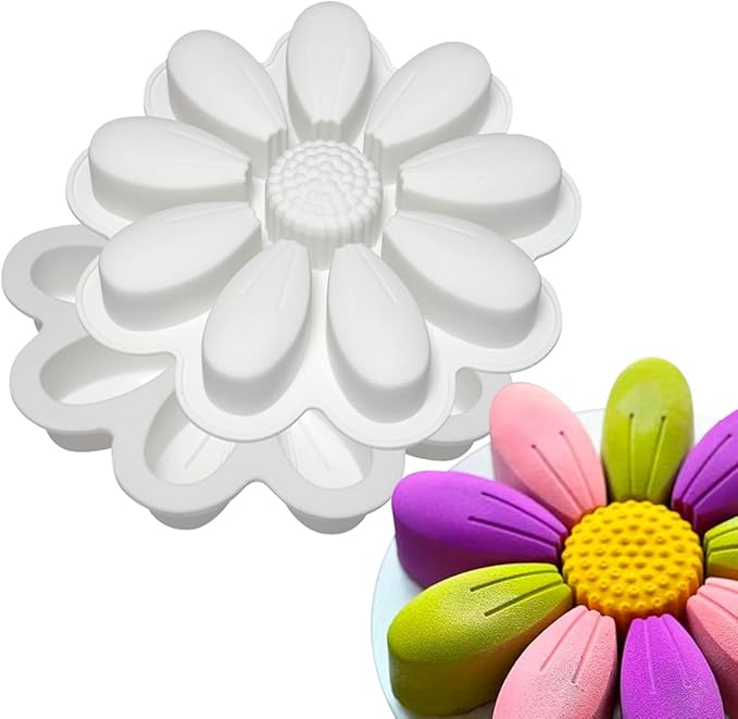 mostsom DIY Sunflower Chocolate Molds Silicone Candy Molds Non Stick Cookies Baking Trays for Party Decorations Food Grade (Sunflower M_9x9x1.48inch)